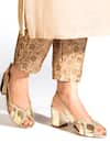 Buy_OCEEDEE_Gold Cutwork Saba Metallic Peep Toe Block Heels _at_Aza_Fashions