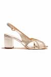 Buy_OCEEDEE_Gold Cutwork Saba Metallic Peep Toe Block Heels _Online_at_Aza_Fashions