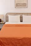 Shop_House This_Orange Cotton Satin Karanji Chevron Quilted Bedcover _at_Aza_Fashions