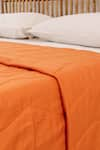 Buy_House This_Orange Cotton Satin Karanji Chevron Quilted Bedcover _Online_at_Aza_Fashions