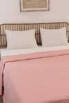 House This_Pink Cotton Satin Silsako Geometric Quilted Bedcover _Online_at_Aza_Fashions