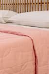 Buy_House This_Pink Cotton Satin Silsako Geometric Quilted Bedcover _Online_at_Aza_Fashions