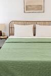 Shop_House This_Green Cotton Satin Satsar Abstract Quilted Bedcover _at_Aza_Fashions