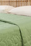 Buy_House This_Green Cotton Satin Satsar Abstract Quilted Bedcover _Online_at_Aza_Fashions