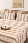 Buy_House This_Brown Cotton Woven Shivalik Linear Bedcover Set _at_Aza_Fashions