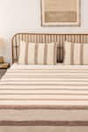 Shop_House This_Brown Cotton Woven Shivalik Linear Bedcover Set _at_Aza_Fashions