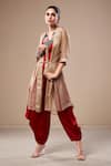 Aditi Somani_Red Blouse And Pant Satin Linen Woven Floral Jacket Solid Top & Dhoti Set With _Online_at_Aza_Fashions