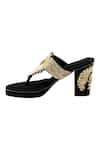 Buy_Veruschka by Payal Kothari_Black Embroidery Zardozi Heels _Online_at_Aza_Fashions