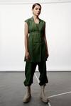 OFRIDA_Green Cotton, Linen Collared Sleeveless Jacket_Online_at_Aza_Fashions