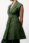 Buy_OFRIDA_Green Cotton, Linen Collared Sleeveless Jacket_Online_at_Aza_Fashions