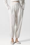 OFRIDA_White Cotton Plain Jogger Pant_Online_at_Aza_Fashions