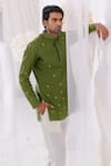 Buy_Runit Gupta_Green Kurta Chanderi Silk Hand Embroidered Pearls Olivio Short Set  _Online_at_Aza_Fashions