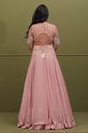 Shop_Divya Goel_Pink Georgette Embroidery Bead Illusion Sheer Placement Lehenga Set _at_Aza_Fashions