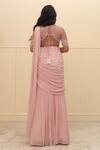 Shop_Divya Goel_Pink Georgette Embroidery Sequin Pre-draped Saree With Blouse _at_Aza_Fashions