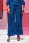 Buy_Savaaya_Blue Linen Blend Embroidered Thread Front Buttoned Top And Pant Set  _Online_at_Aza_Fashions