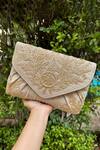Buy_Stitched Soles_Beige Sequins, Beads Glass Embellished Rectangular Shaped Clutch_at_Aza_Fashions