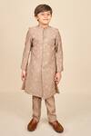 Buy_All Boy Couture_Beige Silk Zari Embroidered Achkan Set_at_Aza_Fashions