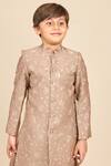 All Boy Couture_Beige Silk Zari Embroidered Achkan Set_Online_at_Aza_Fashions