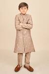 Buy_All Boy Couture_Beige Silk Zari Embroidered Achkan Set_Online_at_Aza_Fashions