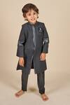 Buy_All Boy Couture_Black Silk Achkan Pyjama Set _at_Aza_Fashions