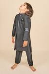 Buy_All Boy Couture_Black Silk Achkan Pyjama Set _Online_at_Aza_Fashions