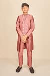 Buy_All Boy Couture_Pink Silk Sequins Rosewood Embroidered Achkan Set _at_Aza_Fashions