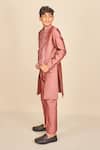 Shop_All Boy Couture_Pink Silk Sequins Rosewood Embroidered Achkan Set _Online_at_Aza_Fashions
