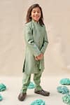All Boy Couture_Green Silk Zari Woven Achkan And Kurta Set _Online_at_Aza_Fashions