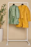 All Boy Couture_Green Silk Zari Woven Achkan And Kurta Set _at_Aza_Fashions
