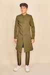 Buy All Boy Couture Green Silk Quilted Pattern Achkan Set at Aza Fashions Buy_All Boy Couture_Green Silk Quilted Pattern Achkan Set _at_Aza_Fashions