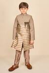 Buy_All Boy Couture_Brown Silk Zari Woven Achkan Set _at_Aza_Fashions