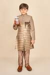 All Boy Couture_Brown Silk Zari Woven Achkan Set _Online_at_Aza_Fashions