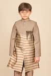 Buy_All Boy Couture_Brown Silk Zari Woven Achkan Set _Online_at_Aza_Fashions