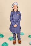 Buy_All Boy Couture_Blue Silk Navy Achkan Set _at_Aza_Fashions