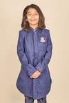 Buy_All Boy Couture_Blue Silk Navy Achkan Set _Online_at_Aza_Fashions