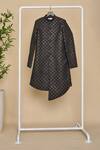 Buy_All Boy Couture_Black Silk Mirrors Mukaish Embroidered Achkan Set _Online_at_Aza_Fashions