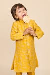 All Boy Couture_Yellow 100 % Pure Silk Embroidered Zari. Work Achkan With Pyjama  _Online_at_Aza_Fashions