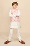 Buy_All Boy Couture_Pink Silk Zari Work Bundi Jacket And Kurta Set_at_Aza_Fashions