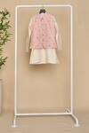 Shop_All Boy Couture_Pink Silk Zari Work Bundi Jacket And Kurta Set_Online_at_Aza_Fashions