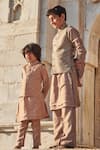 Shop_All Boy Couture_Beige Cotton, Silk Embroidery, Sequins Gold Zari Bundi Set _Online_at_Aza_Fashions