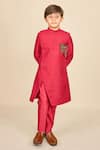 Shop_All Boy Couture_Handwoven Checkered Pattern Achkan Set _at_Aza_Fashions