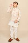 Shop_All Boy Couture_White Cotton, Muslin Sequins, Embroidery Thread And Achkan Set _at_Aza_Fashions