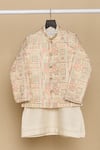 Buy_All Boy Couture_White Cotton, Muslin Sequins, Embroidery Thread And Achkan Set _Online_at_Aza_Fashions