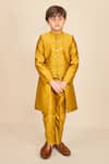 Buy_All Boy Couture_Yellow Sequin Embroidered High-low Achkan Set For Boys_at_Aza_Fashions