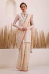 Buy_Chhaya Mehrotra_Ivory Jacquard, Silk, Chiffon Turtle Aarvi Embroidered Saree With Kurta Blouse _at_Aza_Fashions