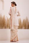 Shop_Chhaya Mehrotra_Ivory Jacquard, Silk, Chiffon Turtle Aarvi Embroidered Saree With Kurta Blouse _at_Aza_Fashions