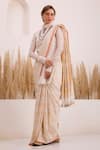 Chhaya Mehrotra_Ivory Jacquard, Silk, Chiffon Turtle Aarvi Embroidered Saree With Kurta Blouse _Online_at_Aza_Fashions