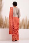 Shop_Chhaya Mehrotra_Red Saree Cotton Jamdani Woven Rhinestone Aarohi With Kaftan Blouse _at_Aza_Fashions