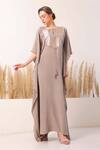 Buy_Chhaya Mehrotra_Silver Crepe Embellished Round Cheron Yoke Kaftan  _at_Aza_Fashions