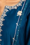 Shetab Kazmi_Blue Chanderi, Linen, Cotton, Viscose Gota Patti And Zardosi Kurta Pant Set _at_Aza_Fashions